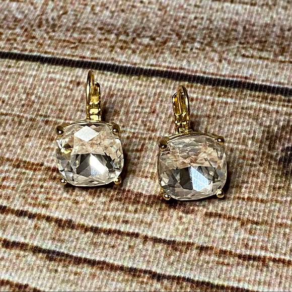 kate spade Jewelry - Kate Spade Cushion Crystal Leverback Drop Earrings